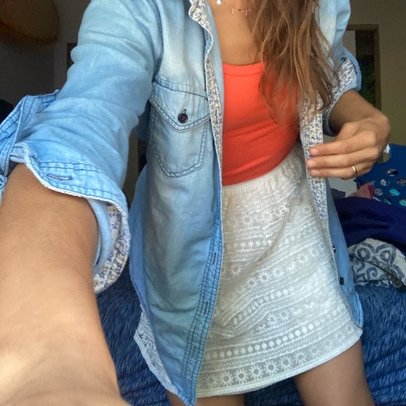 White Floral Lace Bubble Skirt Skort - Picture 8 of 8